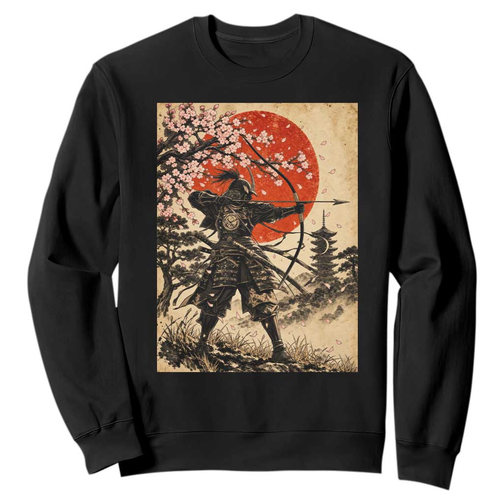 Vintage Japanese Samurai Archer Sweatshirt Ukiyoe Style Kyudo Bowhunter