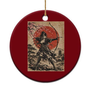 Japanese Samurai Archer Girl Ceramic Ornament Vintage Ukiyoe Style Kyudo Bowhunter