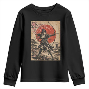Japanese Samurai Archer Girl Youth Sweatshirt Vintage Ukiyoe Style Kyudo Bowhunter