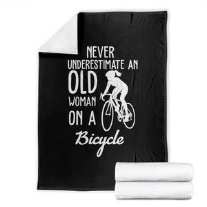 Cycling Lover Throw Blanket Never Underestimate An Old Woman On A Bicycle