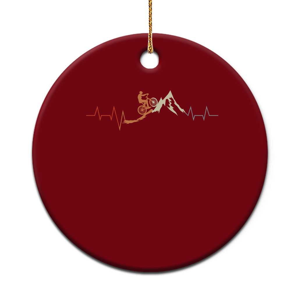 Mountain Biking Lover Ceramic Ornament Vintage Heartbeat Bicycle Outdoor Adventure Gift