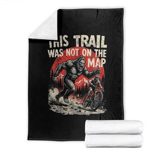 Funny Bigfoot Chasing Mountain Biker Throw Blanket This Trail Was Not On The Map