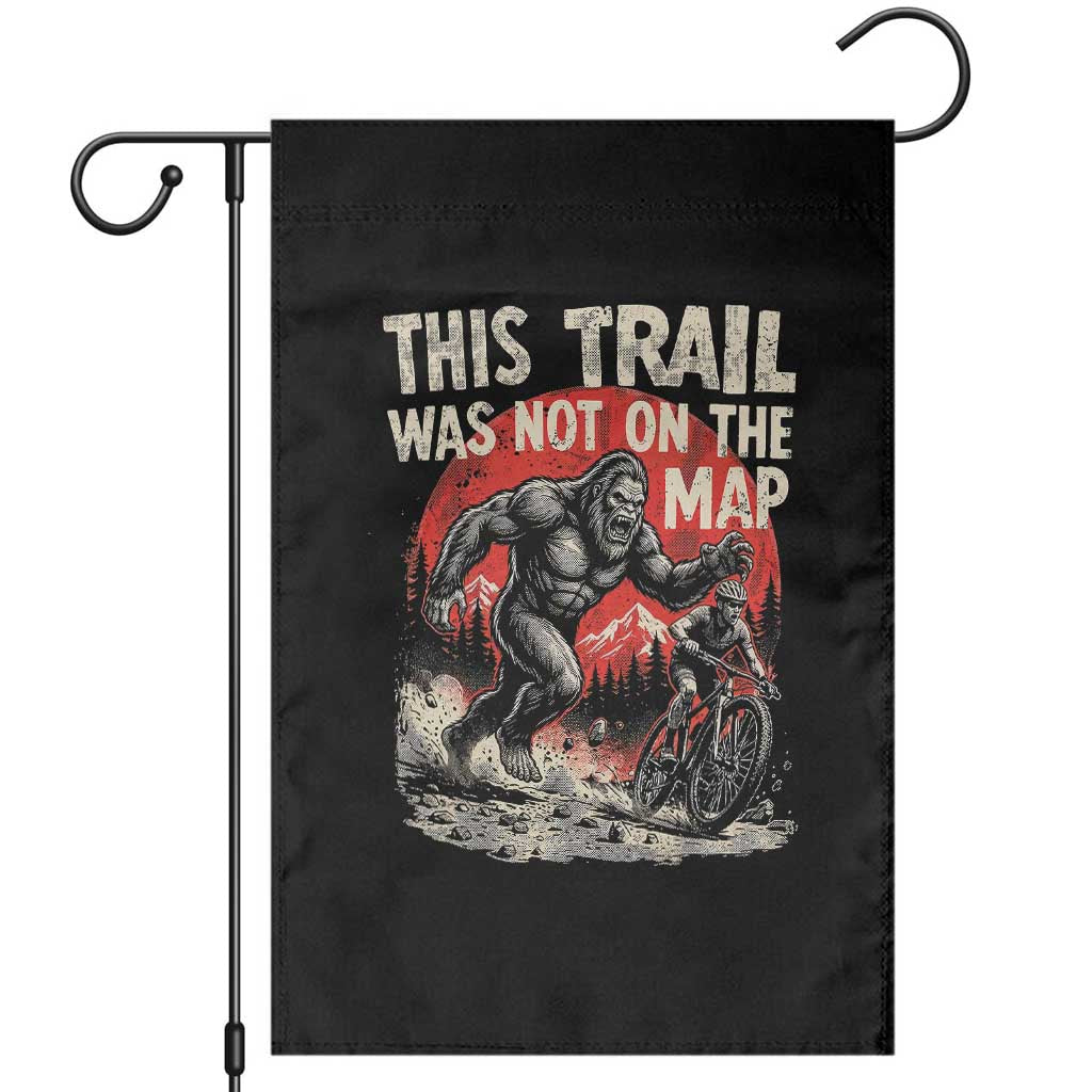 Funny Bigfoot Chasing Mountain Biker Garden Flag This Trail Was Not On The Map