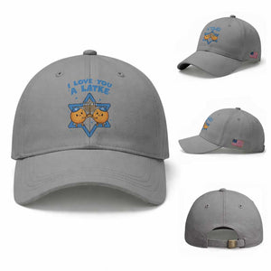 Funny Hanukkah Baseball Cap I Love You A Latke Gift TS12 Baseball Cap Universal Fit Sport Gray Print Your Wear