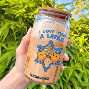 Funny Hanukkah Glass Can I Love You A Latke Gift TS12 White Print Your Wear