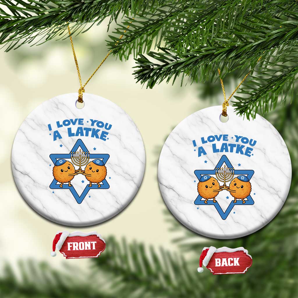 Funny Hanukkah Ceramic Ornament I Love You A Latke Gift TS12 1pc White Marble Print Your Wear