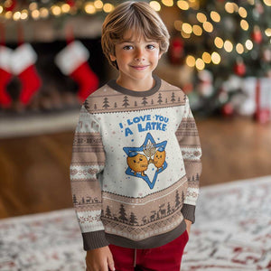 Funny Hanukkah Ugly Christmas Sweater I Love You A Latke Gift TS12 Mocha Mousse Print Your Wear