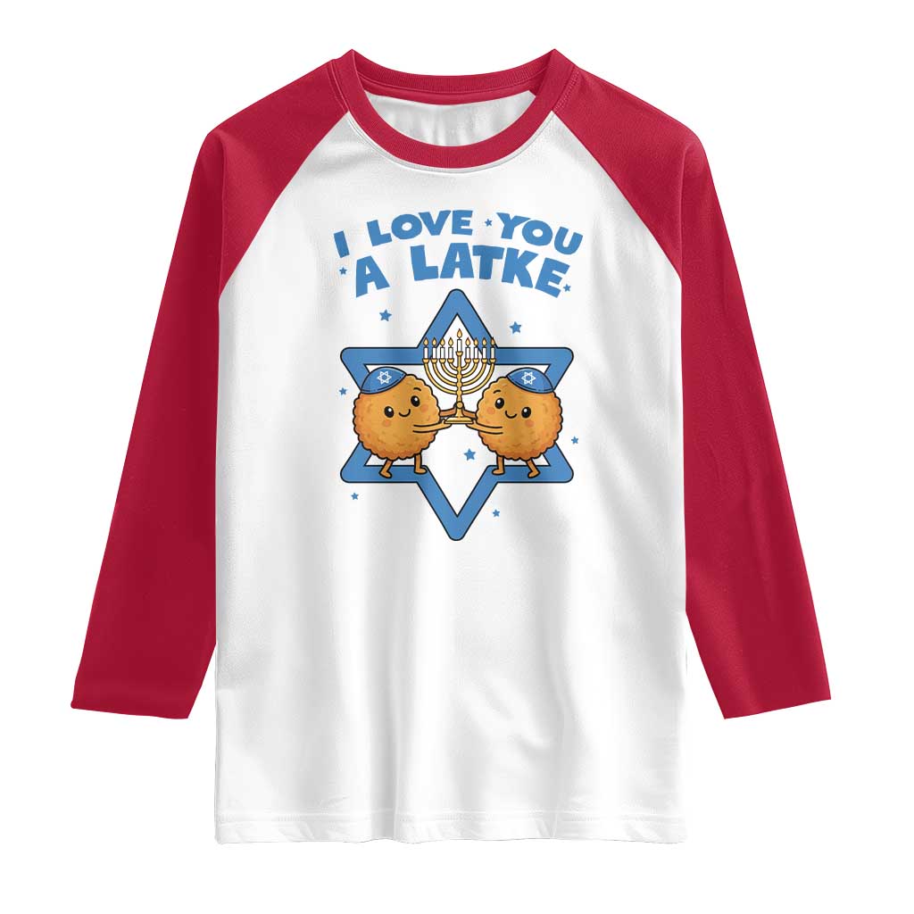 Funny Hanukkah Raglan Shirt I Love You A Latke Gift TS12 White Red Print Your Wear