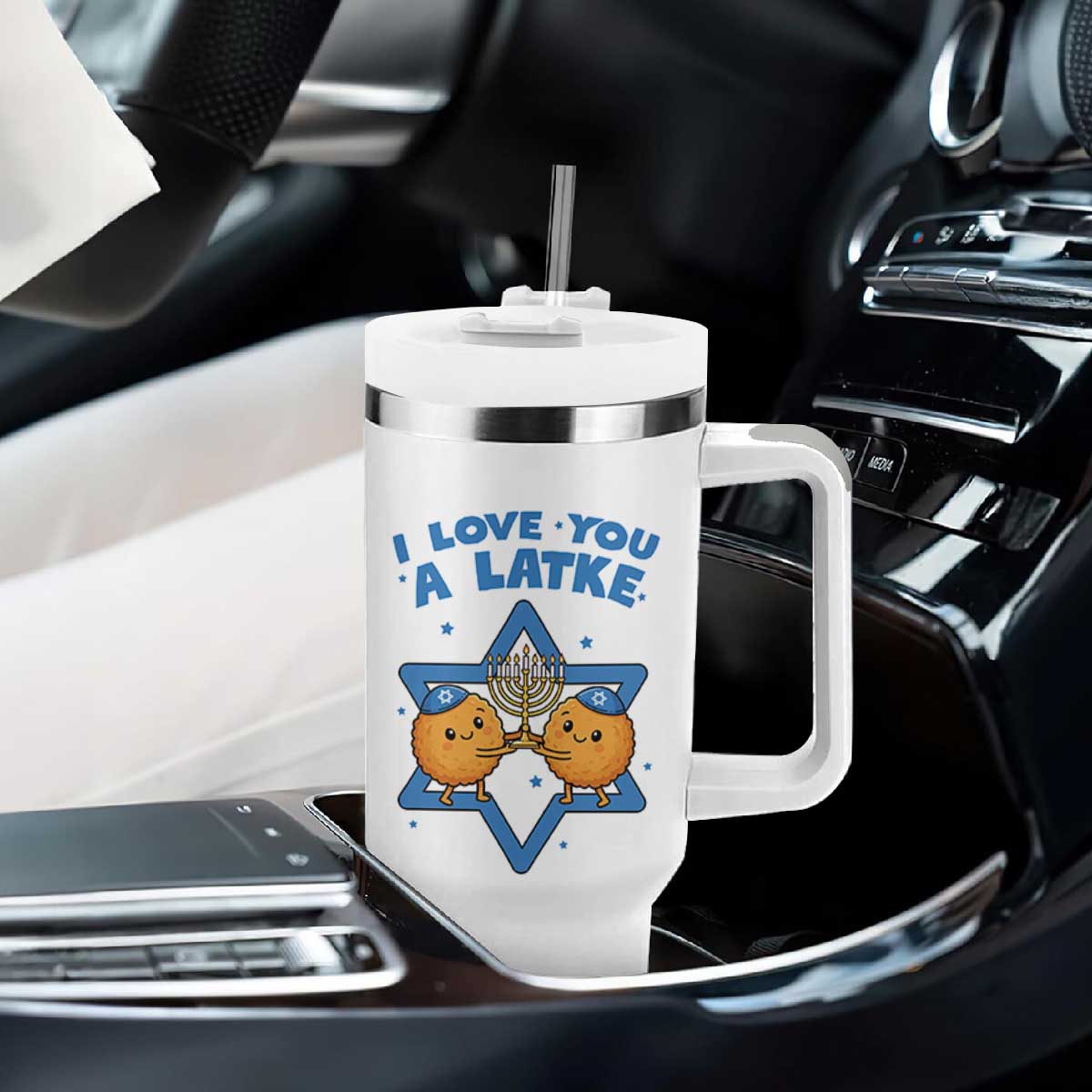 Funny Hanukkah Tumbler With Handle I Love You A Latke Gift TS12 Print Your Wear