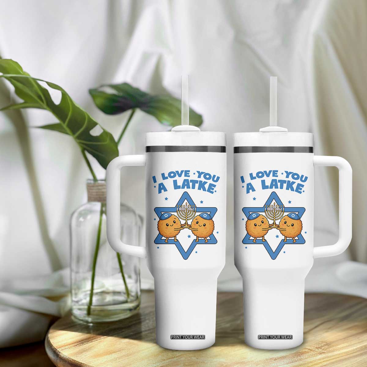 Funny Hanukkah Tumbler With Handle I Love You A Latke Gift TS12 Print Your Wear