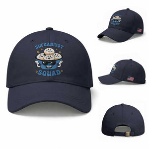 Hanukkah Sufganiyot Squad Baseball Cap Funny Jelly Donut Jewish Gift TS12 Baseball Cap Universal Fit Navy Print Your Wear