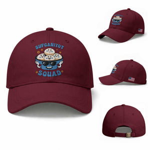 Hanukkah Sufganiyot Squad Baseball Cap Funny Jelly Donut Jewish Gift TS12 Baseball Cap Universal Fit Maroon Print Your Wear