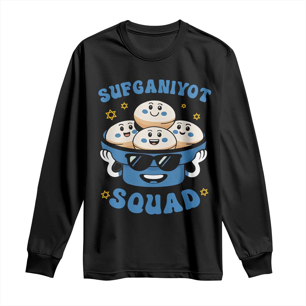Hanukkah Sufganiyot Squad Long Sleeve Shirt Funny Jelly Donut Jewish Gift TS12 Black Print Your Wear