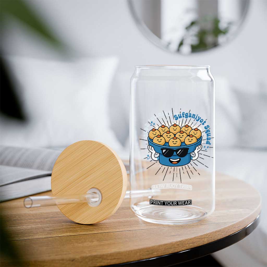 Funny Hanukkah Sufganiyah Jelly Donut Squad Gift Glass Can TS12 Print Your Wear