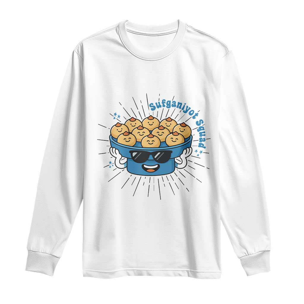 Funny Hanukkah Sufganiyah Jelly Donut Squad Gift Long Sleeve Shirt TS12 White Print Your Wear