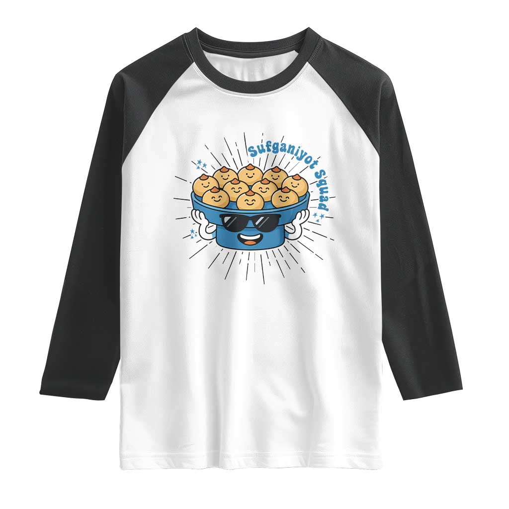 Funny Hanukkah Sufganiyah Jelly Donut Squad Gift Raglan Shirt TS12 White Black Print Your Wear