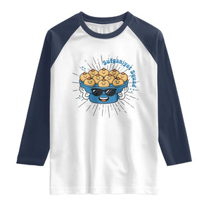 Funny Hanukkah Sufganiyah Jelly Donut Squad Gift Raglan Shirt TS12 White Navy Print Your Wear