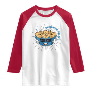 Funny Hanukkah Sufganiyah Jelly Donut Squad Gift Raglan Shirt TS12 White Red Print Your Wear