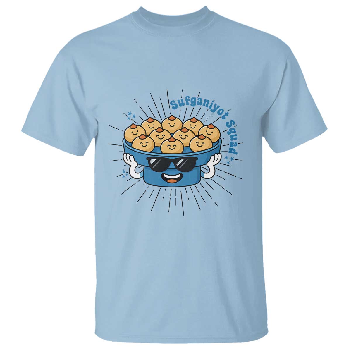 Funny Hanukkah Sufganiyah Jelly Donut Squad Gift T Shirt TS12 Light Blue Print Your Wear
