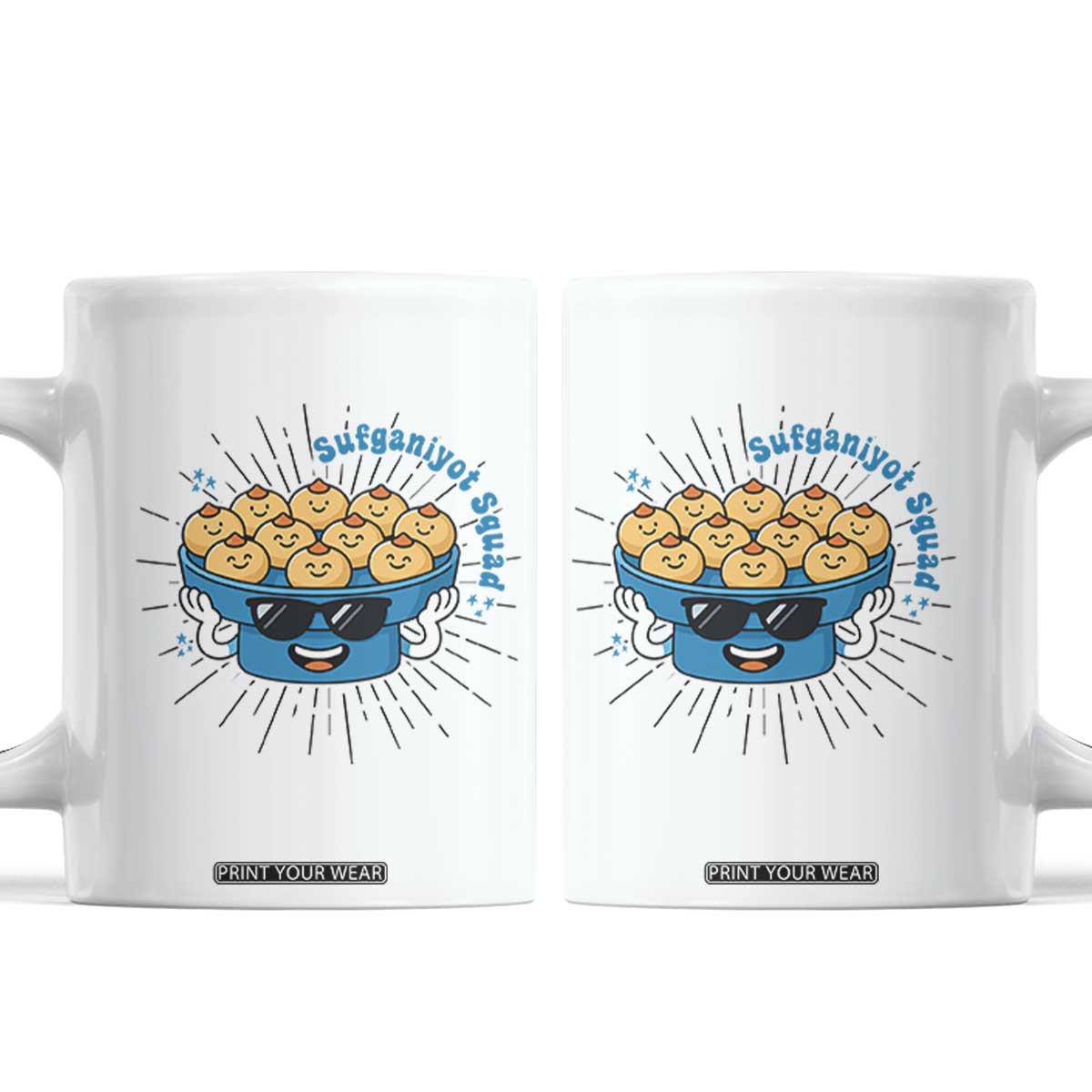 Funny Hanukkah Sufganiyah Jelly Donut Squad Gift Coffee Mug TS12 White Print Your Wear