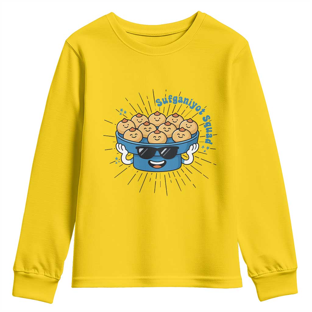 Funny Hanukkah Sufganiyah Jelly Donut Squad Gift Youth Sweatshirt TS12 Daisy Print Your Wear