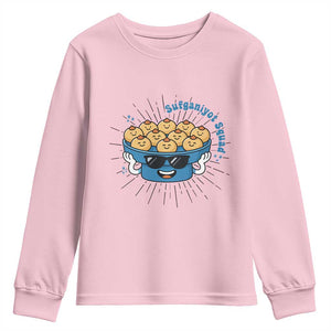 Funny Hanukkah Sufganiyah Jelly Donut Squad Gift Youth Sweatshirt TS12 Light Pink Print Your Wear