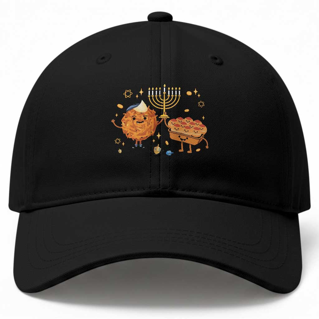 Hanukkah Sufganiyah And Latke Lifting Menorah Baseball Cap Funny Holiday Gift TS12 Print Your Wear