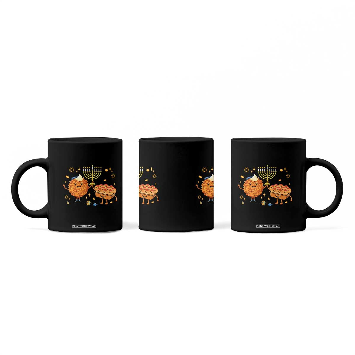 Hanukkah Sufganiyah And Latke Lifting Menorah Coffee Mug Funny Holiday Gift TS12 Print Your Wear