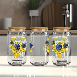 Funny Hanukkah Dreidel Glass Can This Is How I Roll Gift TS12 Print Your Wear