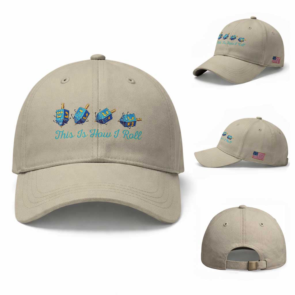 Hanukkah Dreidel Baseball Cap This Is How I Roll Jewish Holiday Gift TS12 Baseball Cap Universal Fit Beige Print Your Wear