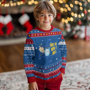 This Is How I Roll Hanukkah Ugly Sweater Jewish Holiday Dreidel Gift TS12 Blue Red Print Your Wear