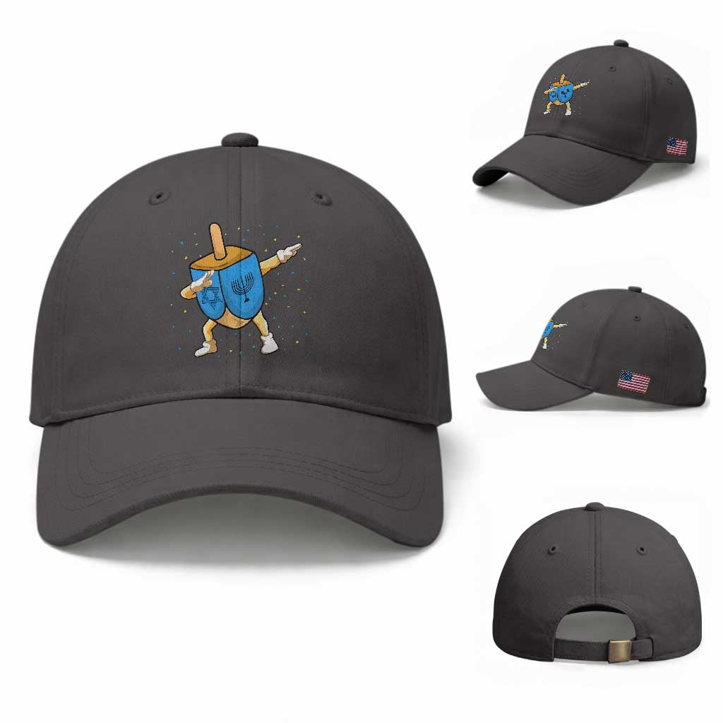 Funny Hanukkah Dreidel Dabbing Holiday Gift Baseball Cap TS12 Baseball Cap Universal Fit Dark Gray Print Your Wear