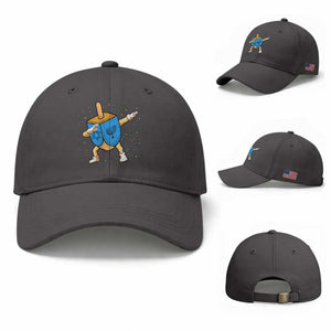 Funny Hanukkah Dreidel Dabbing Holiday Gift Baseball Cap TS12 Baseball Cap Universal Fit Dark Gray Print Your Wear