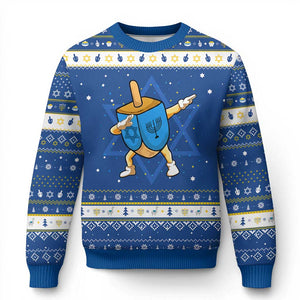 Funny Chanukkah Dreidel Dabbing Holiday Gift Hanukkah Ugly Sweater TS12 Blue White Print Your Wear