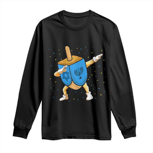 Funny Hanukkah Dreidel Dabbing Holiday Gift Long Sleeve Shirt TS12 Black Print Your Wear