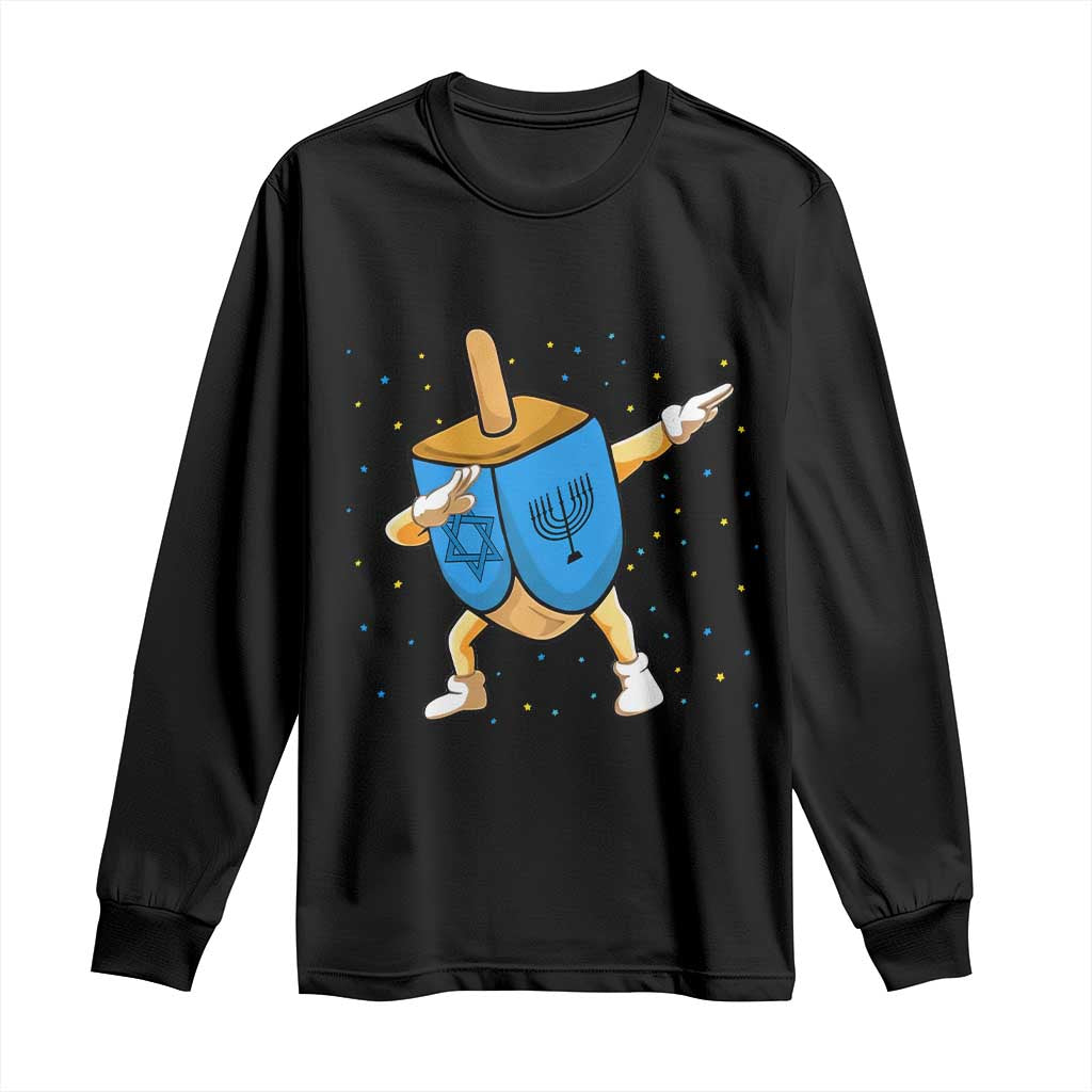 Funny Hanukkah Dreidel Dabbing Holiday Gift Long Sleeve Shirt TS12 Black Print Your Wear