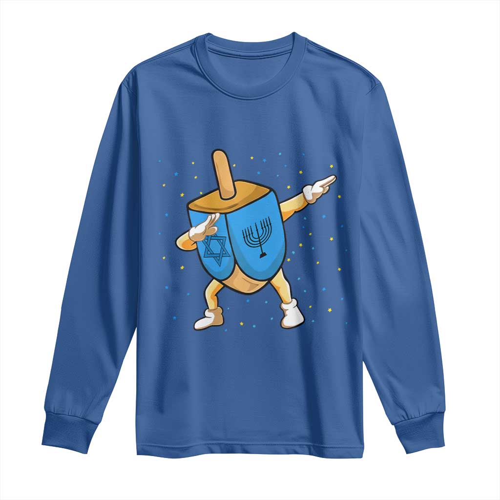 Funny Hanukkah Dreidel Dabbing Holiday Gift Long Sleeve Shirt TS12 Royal Blue Print Your Wear