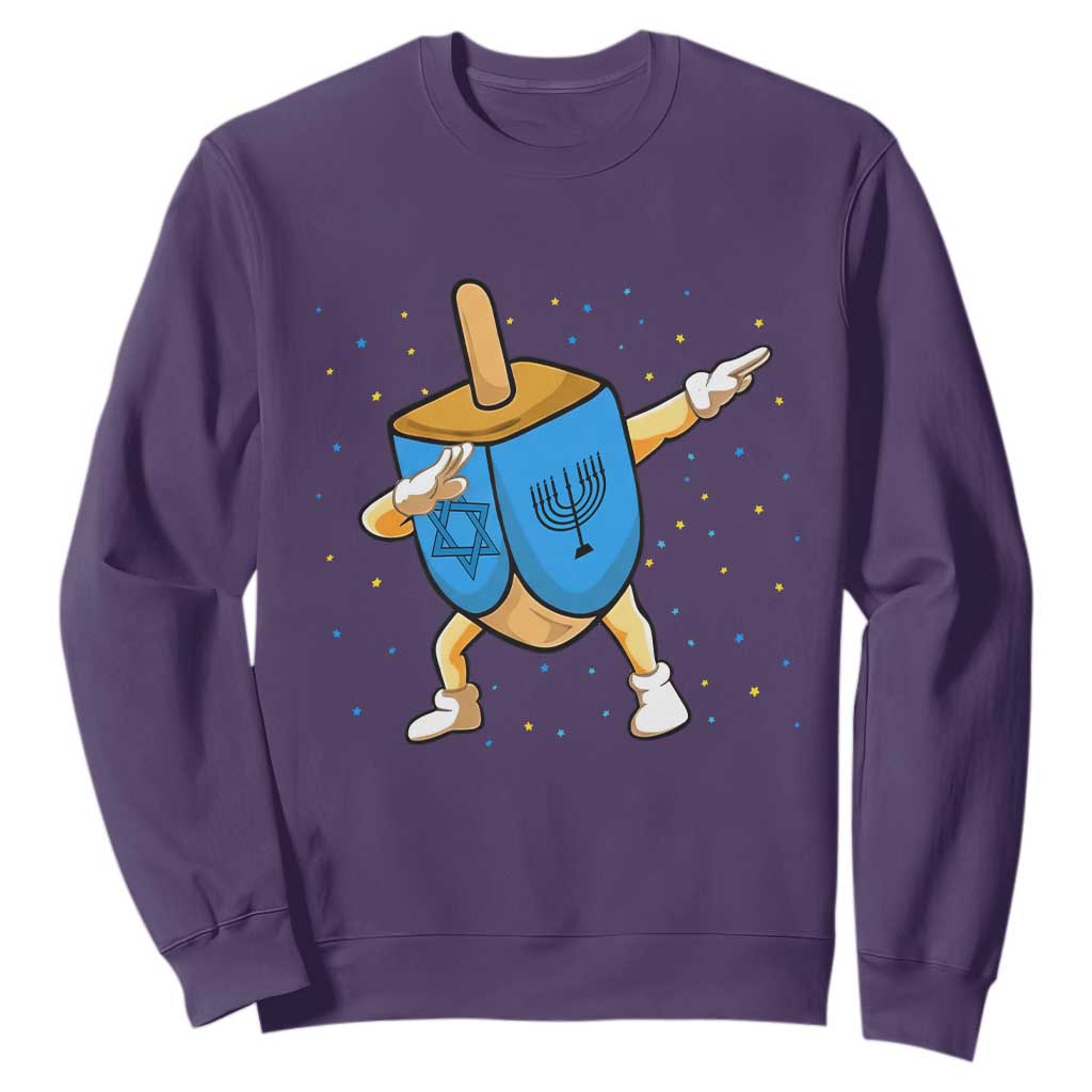 Funny Hanukkah Dreidel Dabbing Holiday Gift Sweatshirt TS12 Purple Print Your Wear