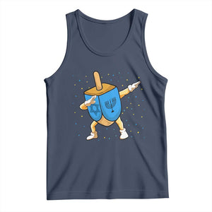Funny Hanukkah Dreidel Dabbing Holiday Gift Tank Top TS12 Navy Print Your Wear