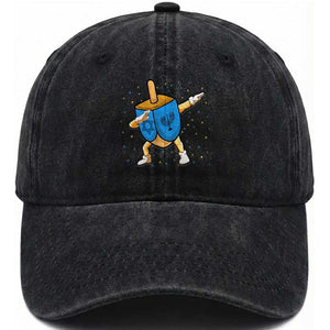 Funny Hanukkah Dreidel Dabbing Holiday Gift Washed Cotton Baseball Cap TS12 Print Your Wear