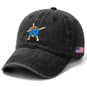 Funny Hanukkah Dreidel Dabbing Holiday Gift Washed Cotton Baseball Cap TS12 Print Your Wear