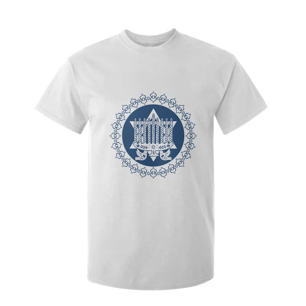 Hanukkah Vintage Menorah Peace Doves T Shirt For Kid Festival Of Lights Gift TS12 White Print Your Wear