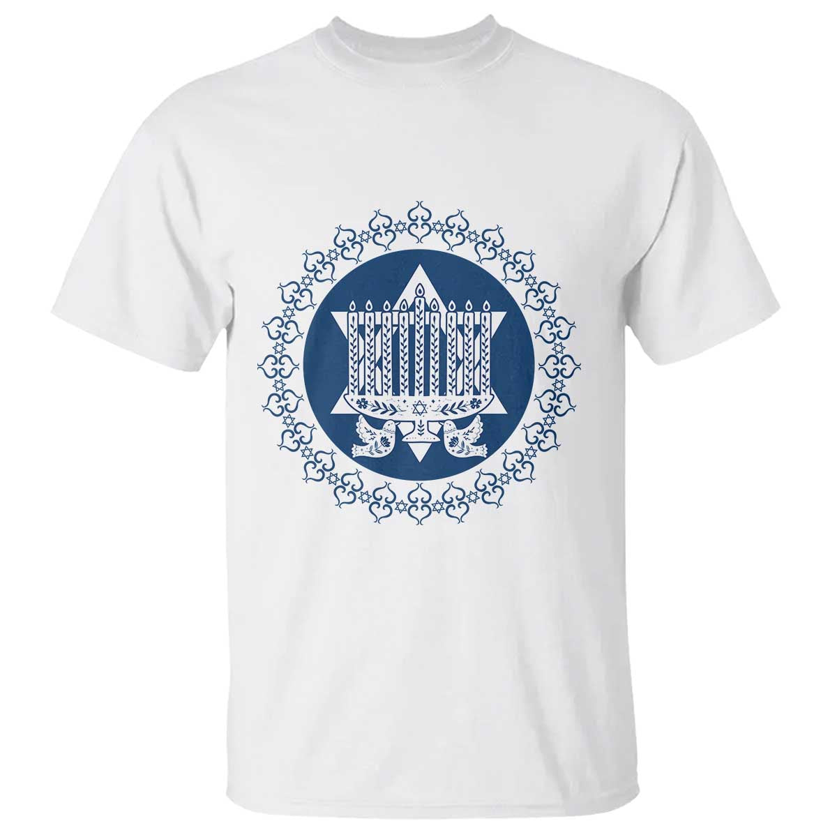 Hanukkah Vintage Menorah Peace Doves T Shirt Festival Of Lights Gift TS12 White Print Your Wear