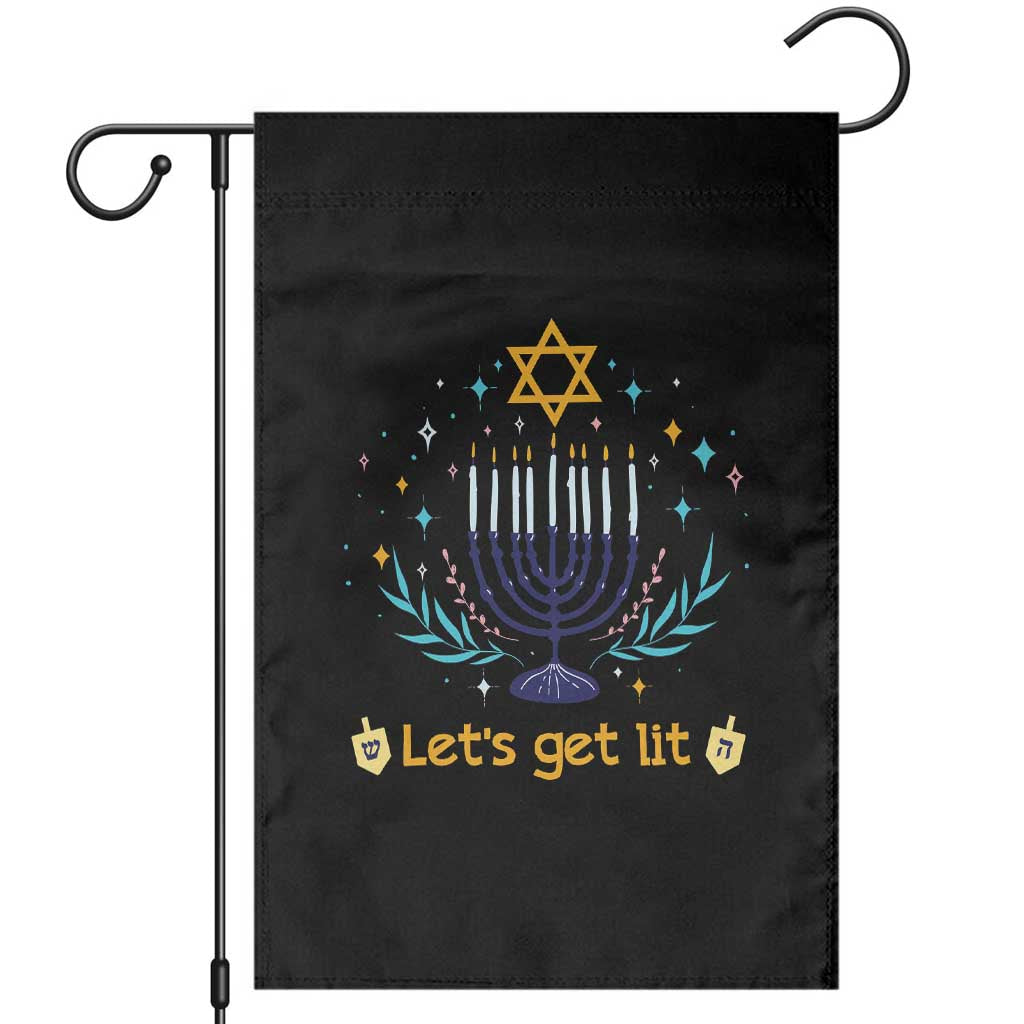 Funny Hanukkah Garden Flag Lets Get Lit Jewish Holiday Gift TS12 Black Print Your Wear