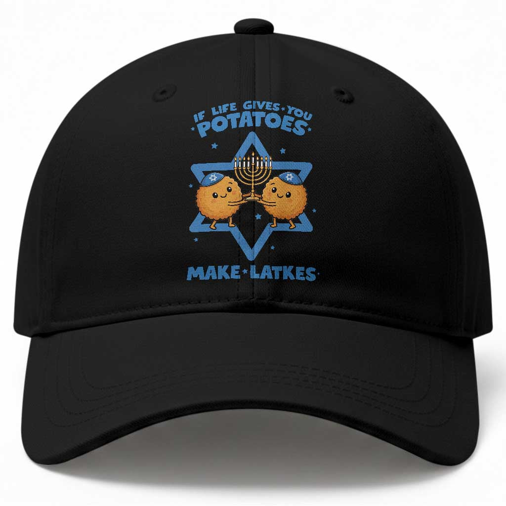 Funny Hanukkah Gift Baseball Cap If Life Gives You Potatoes Make Latkes TS12 Print Your Wear
