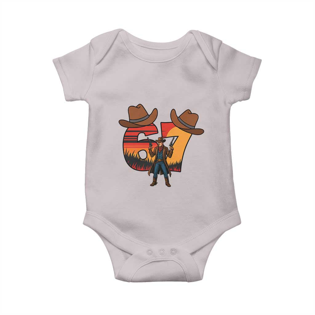 Six Seven Meme Cowboy Baby Onesie Funny Western 67 Trend Gift TS12 Ice Gray Print Your Wear