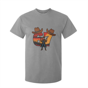 Six Seven Meme Cowboy T Shirt For Kid Funny Western 67 Trend Gift TS12 Sport Gray Print Your Wear