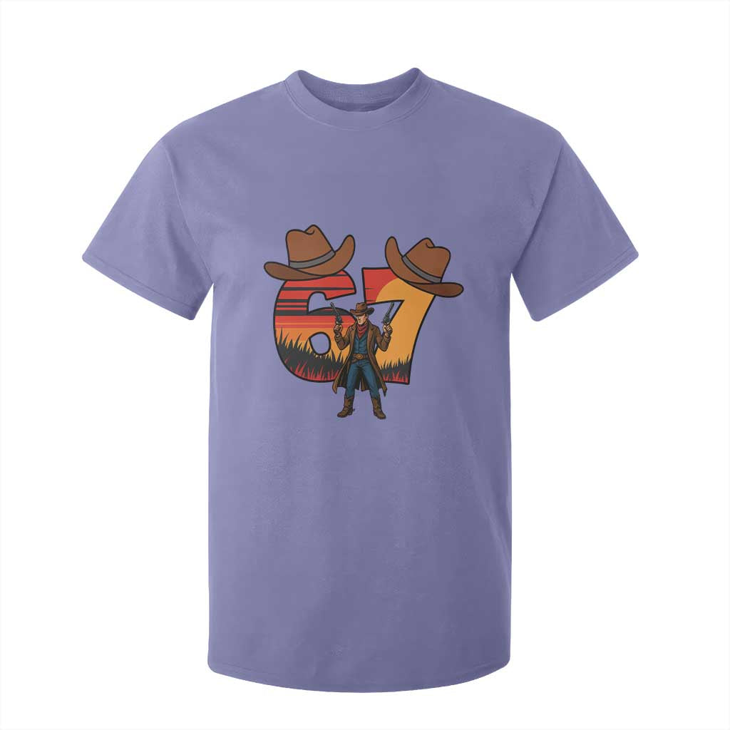 Six Seven Meme Cowboy T Shirt For Kid Funny Western 67 Trend Gift TS12 Violet Print Your Wear