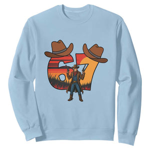 Six Seven Meme Cowboy Sweatshirt Funny Western 67 Trend Gift TS12 Light Blue Print Your Wear