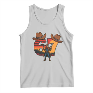 Six Seven Meme Cowboy Tank Top Funny Western 67 Trend Gift TS12 Ash Print Your Wear